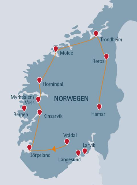 Norwegen gemütlich 2 - 16 Tage ab Vrådal/bis Oslo