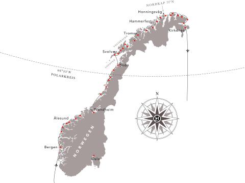 Hurtigruten: Klassische Rundreise nordgehend - 7 Tage ab Bergen/bis Kirkenes