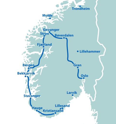 Fjordzauber und historische Eleganz - 15 Tage ab Kristiansand/bis Oslo