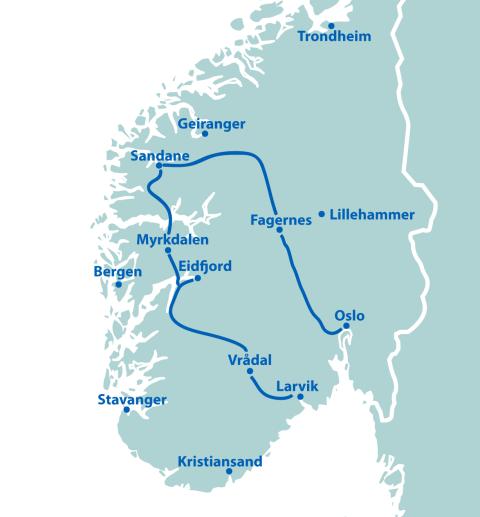 Norwegen gemütlich 1 - 11 Tage ab Vrådal/bis Oslo