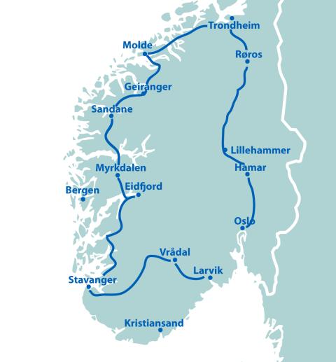 Norwegen gemütlich 2 - 16 Tage ab Vrådal/bis Oslo