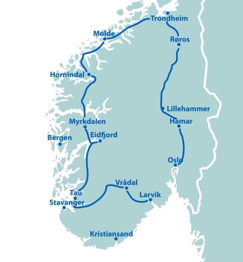 Norwegen gemütlich 2 - 16 Tage ab Vrådal/bis Oslo