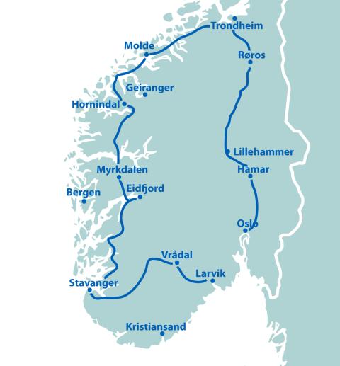 Norwegen gemütlich 2 - 16 Tage ab Vrådal/bis Oslo