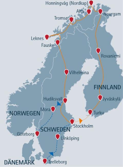 Unter der Mitternachtssonne - 16 Tage ab Trelleborg/bis Göteborg