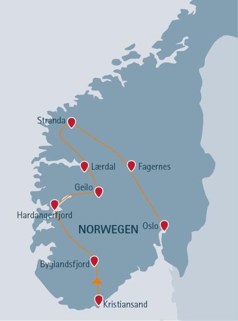 Campingplatz Hütten Tour - 13 Tage ab Kristiansand/bis Oslo