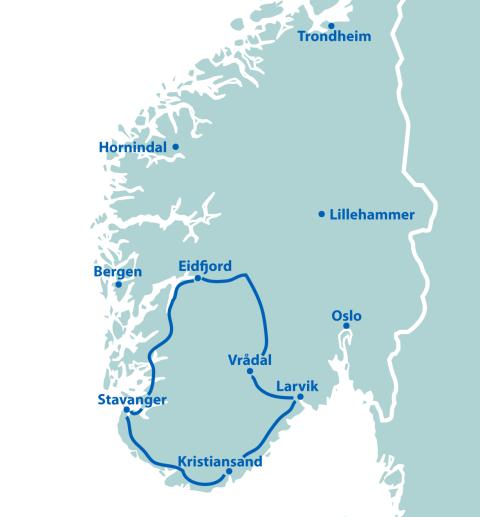 Küstenpfade und Bergpanorama - 9 Tage ab Kristiansand/bis Larvik