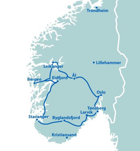 Norwegens schöner Süden mit Standard Hotels - 11 Tage ab/bis Oslo